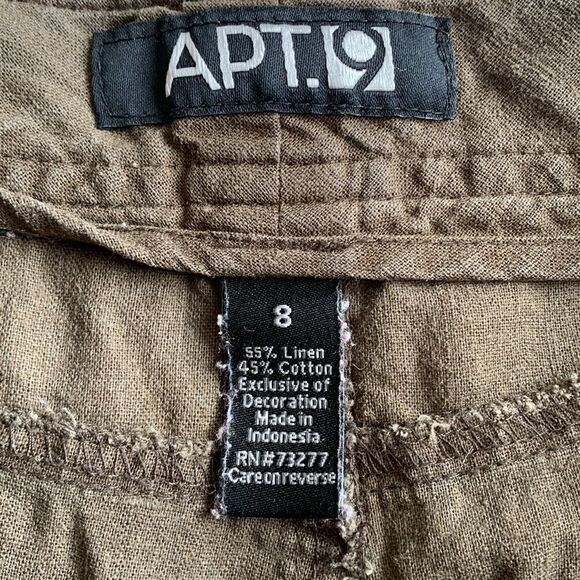 Vintage Y2K Linen Blend Army Green Cargo Shorts Size 8‎ - Picture 5 of 5